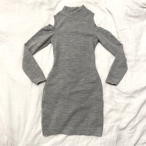 Gray Mock Neck Sweater Dress